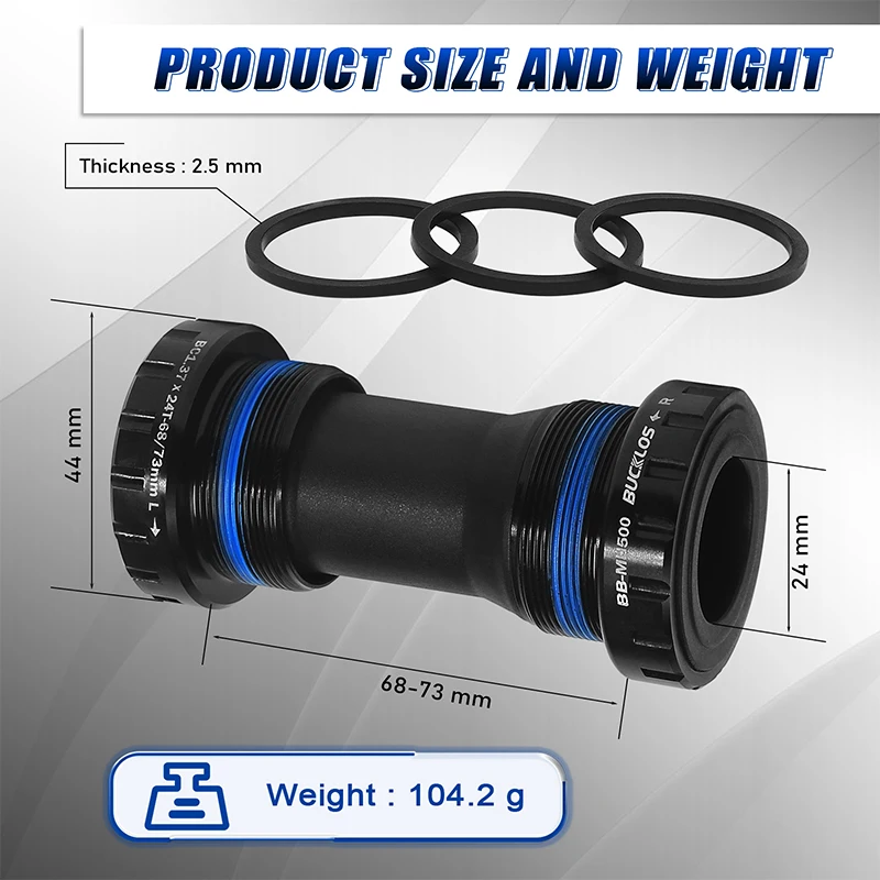 Description Picture 4 of itemBUCKLOS BB68/73 Bottom Bracket Aluminum Alloy BSA Threaded Bicycle Bottom Bracket 24mm Road Mountain Bike Sealed Bearing BB