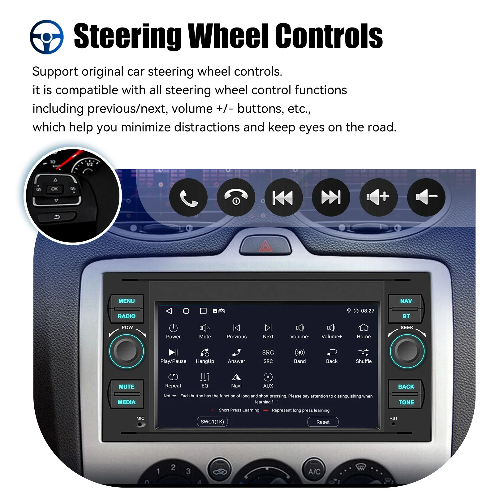 ESSGOO 7" Android15 64G Autoradio für Ford Transit MK7 Fiesta Fusion Kuga C/S-Max Galaxy Connect Focus Carplay GPS Navi WIFI RDS – Detail 21