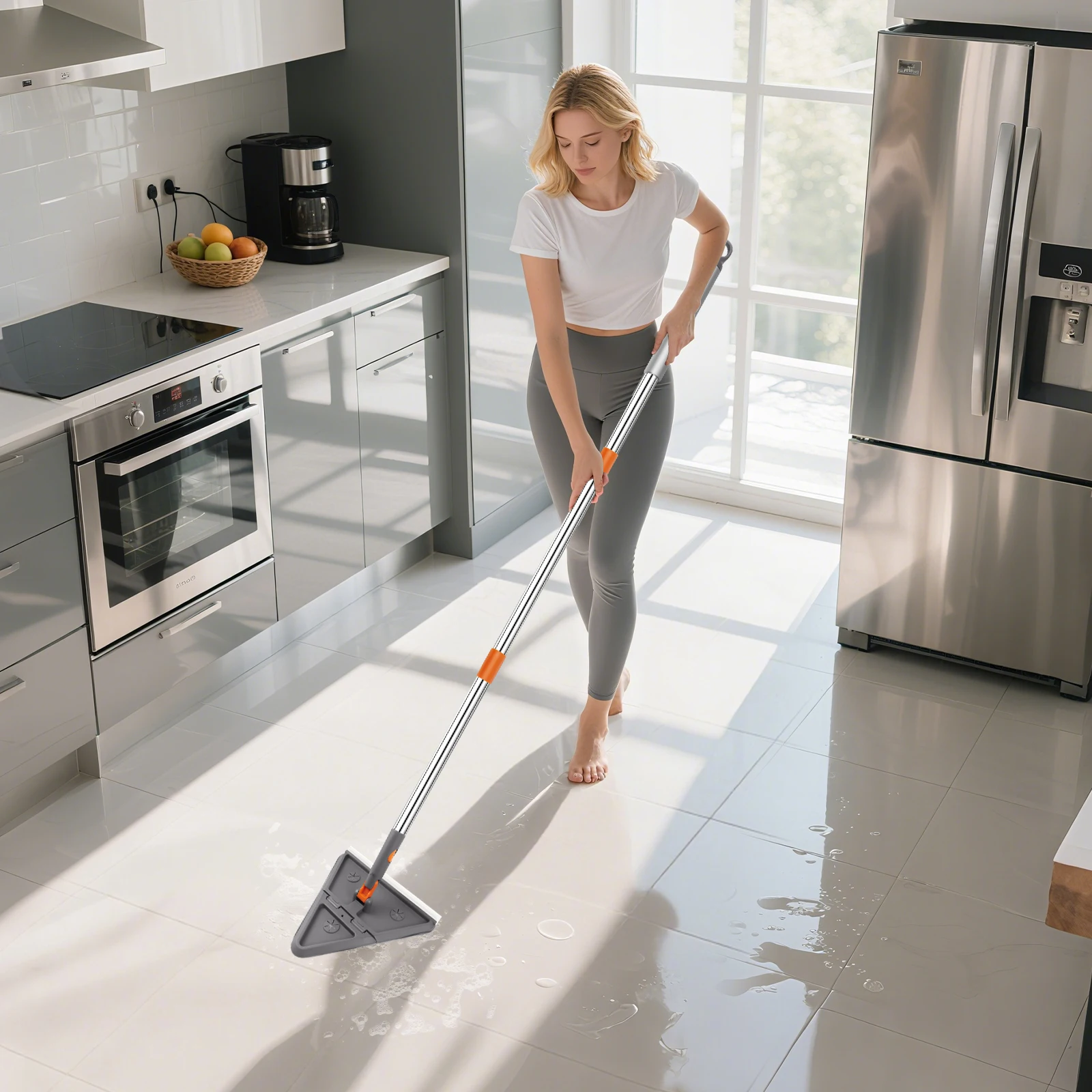 Triangle Mop 360° Rotatable Extendable Adjustable 206.5 Cm Cleaning Mop For Tub Tile Floor Wall Cleaning Mop Deep Cleaning: 3 - 5 Days Free Delivery Only UK Mop