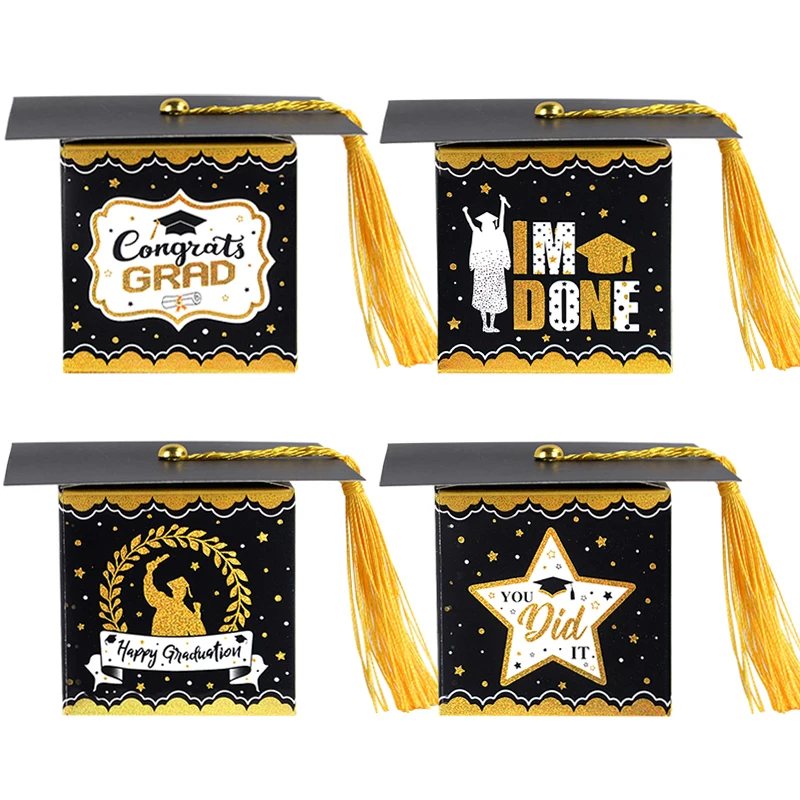 30 Stück Bachelor Hut Geschenkboxen - Abschluss Deko Mit Quasten