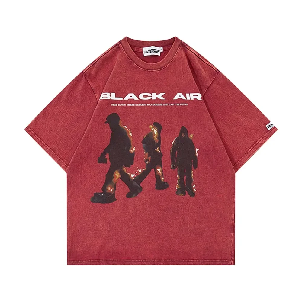 

BLACK AIR Washed Vintage Flame Man T-shirt for Men