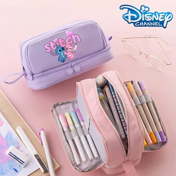 STITCH Astuccio per cancelleria di grande capacità Astuccio per matite in tessuto Oxford durevole Organizzatore portatile per forniture universitarie per ufficio scolastico 1