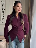 Blazer élégant à lacets, cintré à la taille, à ourlet asymétrique, col en V, simple boutonnage, pour femme, nouvelle collection, mode professionnelle 2