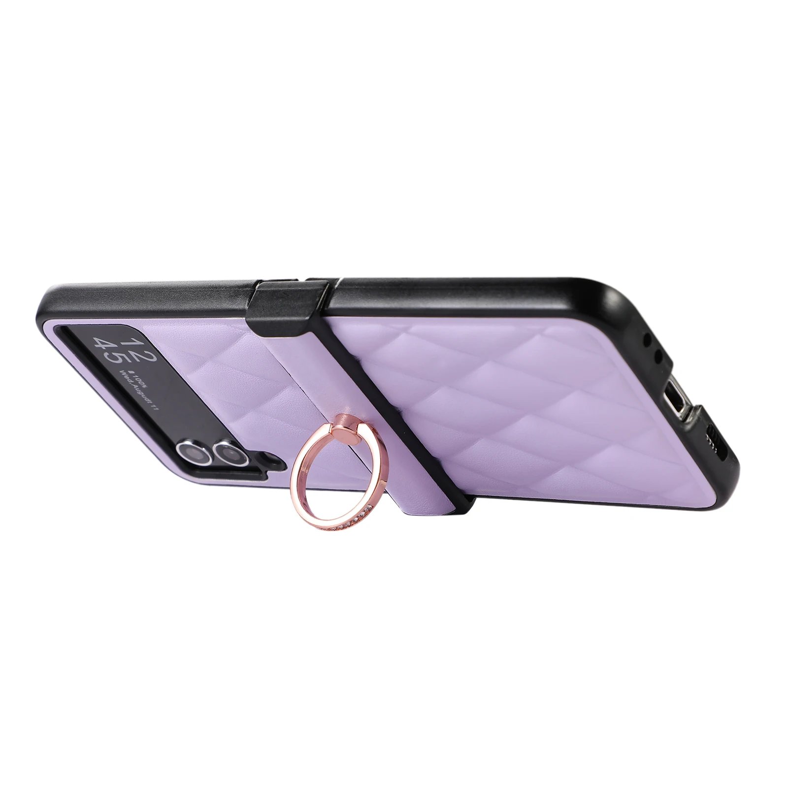 Elegant Leather Folding Phone Case with Ring Stand - All-Inclusive Protective Cover