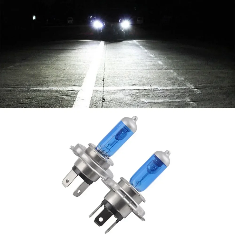 2PCS H4 할로겐 헤드라이트 100W 자동차 제논 가스 헤드램프 12V 6000K 램프 전구 블루 쉘
