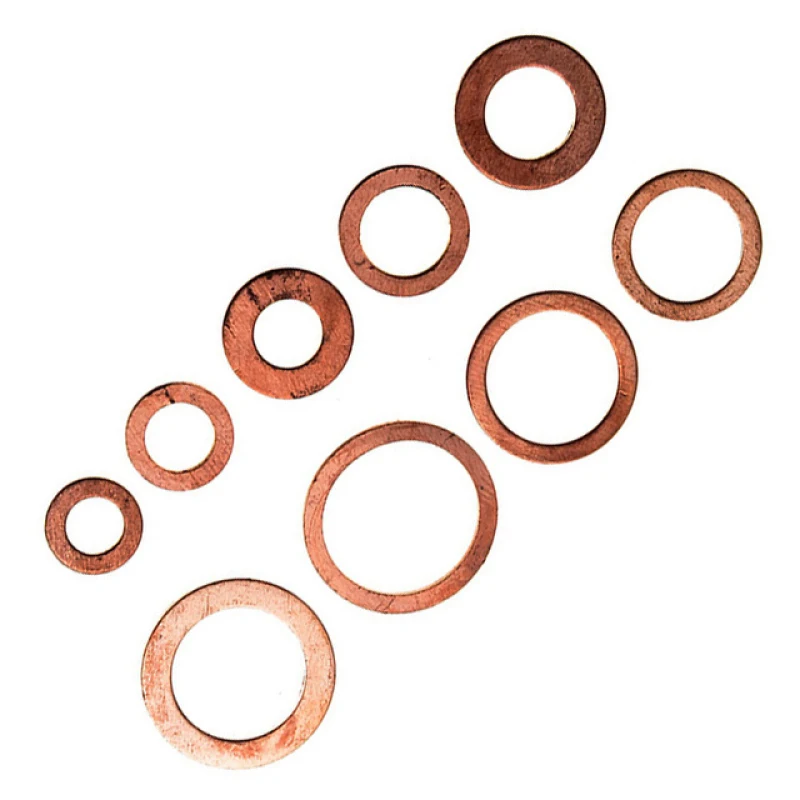 200 Pcs Copper Washer Gasket Shims Set Flat Ring Seal Assortment Kit With Box M5-M14