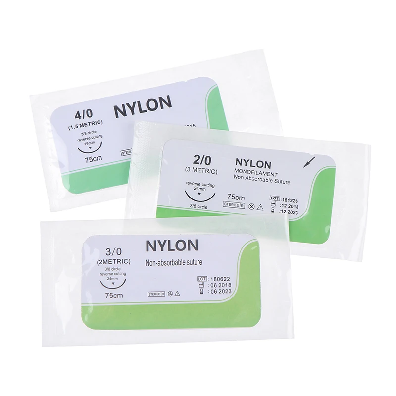 12Pcs 2/0 3/0 4/0 5/0 Medizinische Nadel Naht Nylon-Monofilament Gewinde Naht Praxis Kit Lehre Demonstrationen Übungen – Detail 5