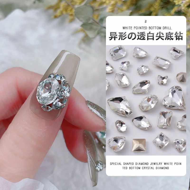 20PCS 3D 지적 다시 네일 아트 라인 석 매력 크리스탈 다이아몬드 액세서리 부품 반짝이 손톱 장식 용품 재료