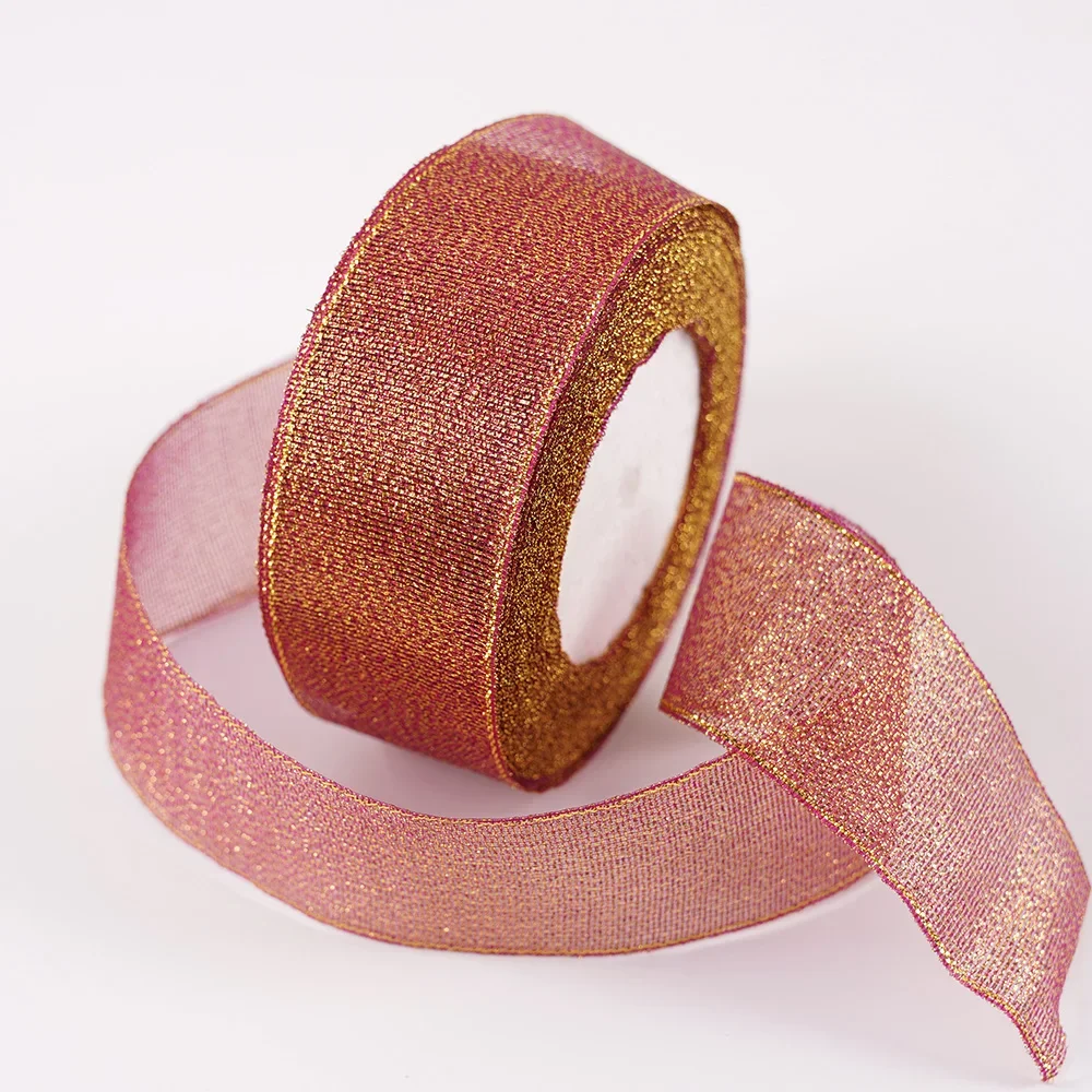 Glitter Organza Ribbon Bow for Decorations and Gift Wrapping, 40mm x 22m
