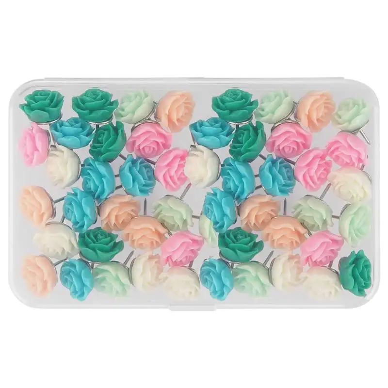 

Decorative Thumb Tacks Gradient Color Rose Flower Push Pin With Case Cute Thumb Tacks For Office School And Personal Use 6