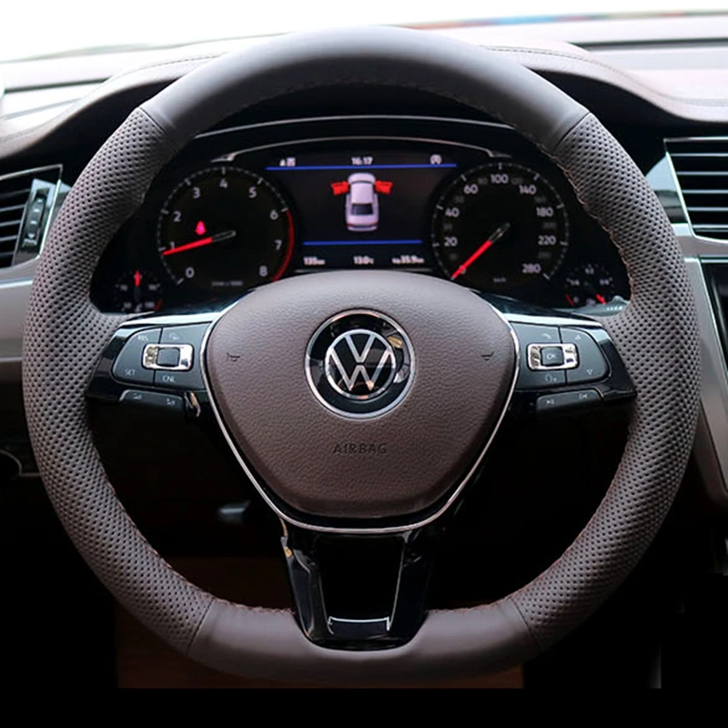 Customize Breathable Microfiber Leather Car Steering Wheel Cover for Volkswagen Golf 7 Mk7 New Polo Jetta Passat B8 Car Interior steering wheel cover