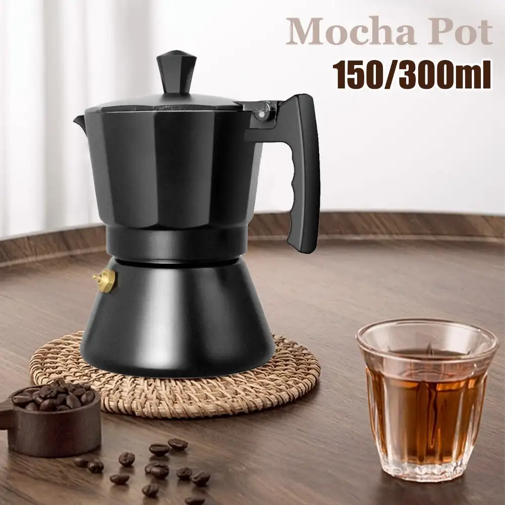 150ml/300ml Aluminum Moka Italian Mocha Pot Espresso Coffee Maker Induction Cooker Percolator Stove Top Pot Coffee Machine 2