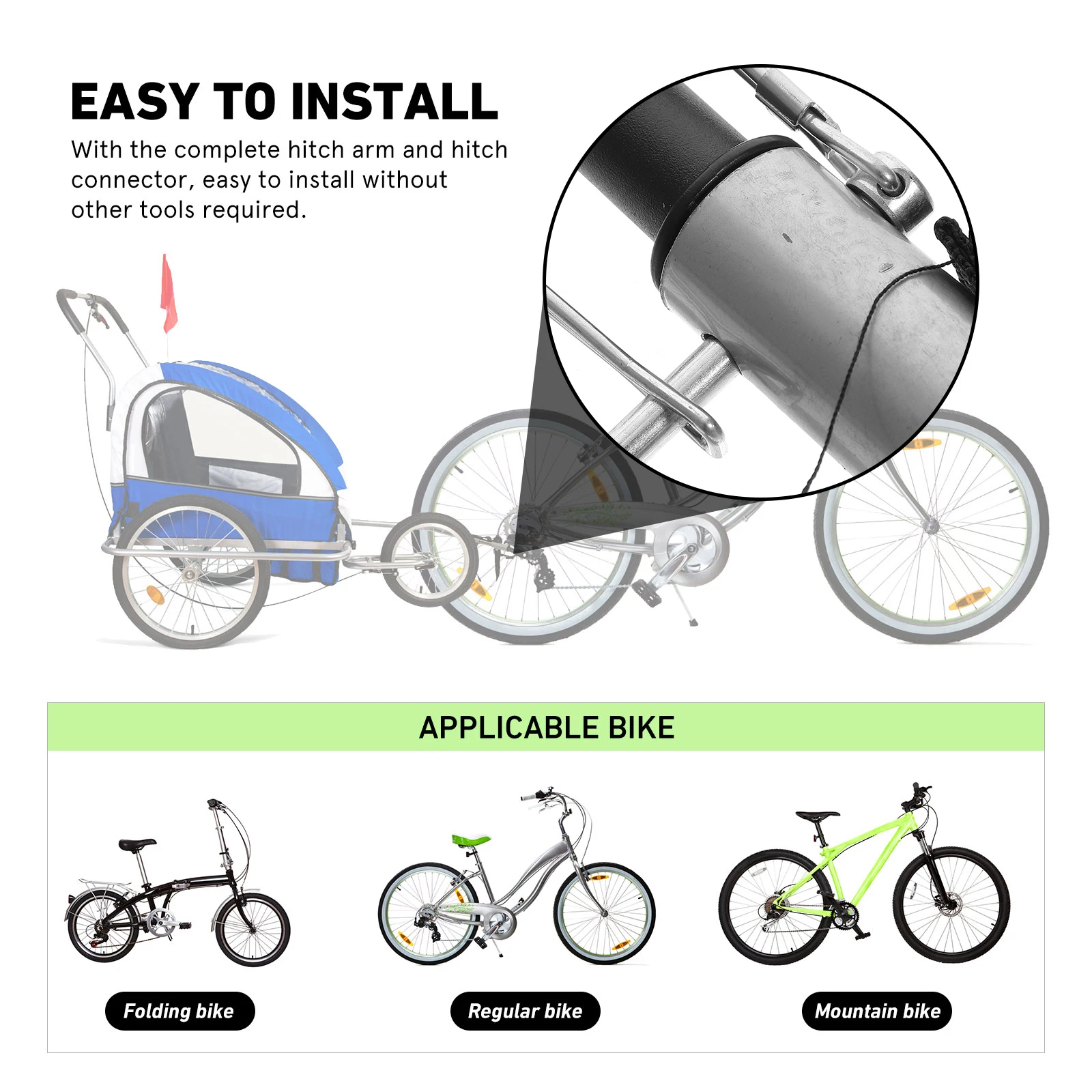 Universal Bike Trailer Hitch Quick Release Linker Bicycle Trailer Hitch Adapter Model Baby Pet Adapter Attachment A3