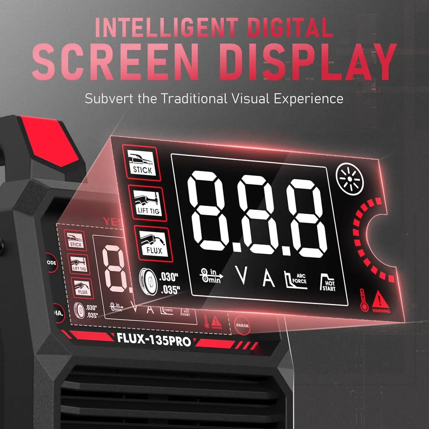 135Amp MIG Welder,110V Flux Core Welder Flux MIG/Lift TIG/Stick 3-in-1 Large LED Digital Display Welding Machine IGBT