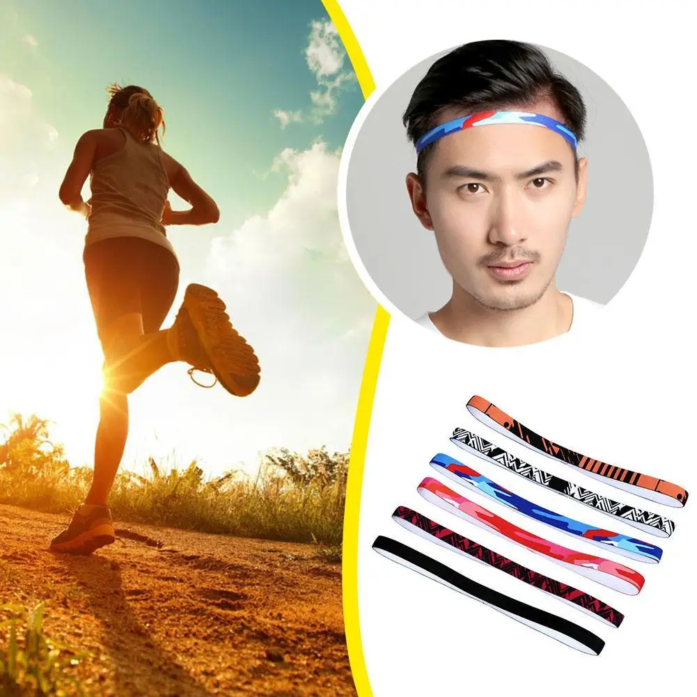 6Pcs Sport Hairband Running Head Band Sweat Anti-slip Elastic Biking Sweatband Bands Headbands For Women Men badminton Hair Grip sports headbands