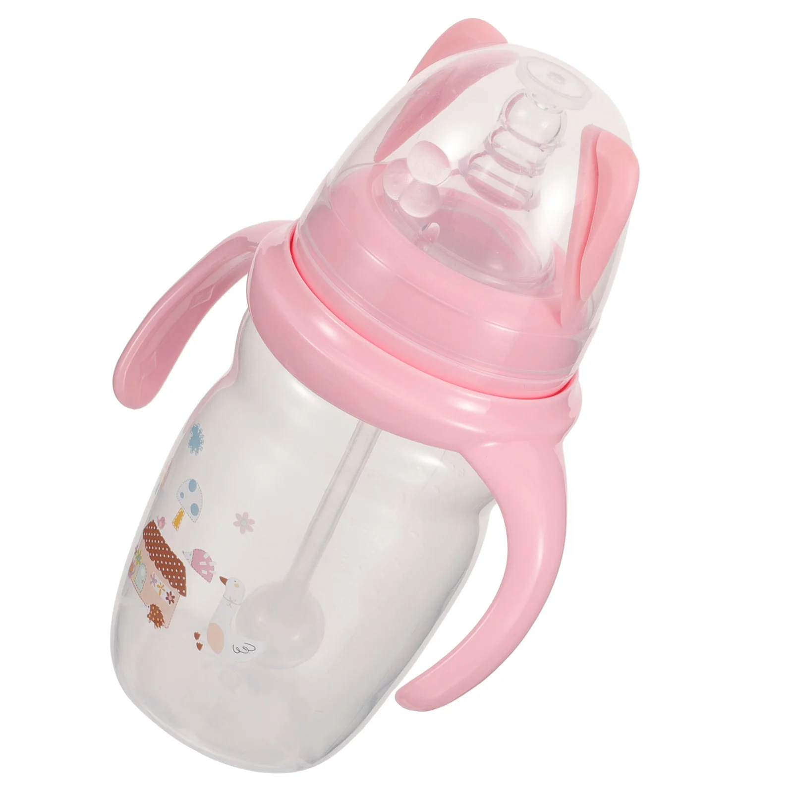 

1Pc Leak-Proof Kids Water Cup Drinking Cup Milk Feeding Bottle for Baby (Pink)