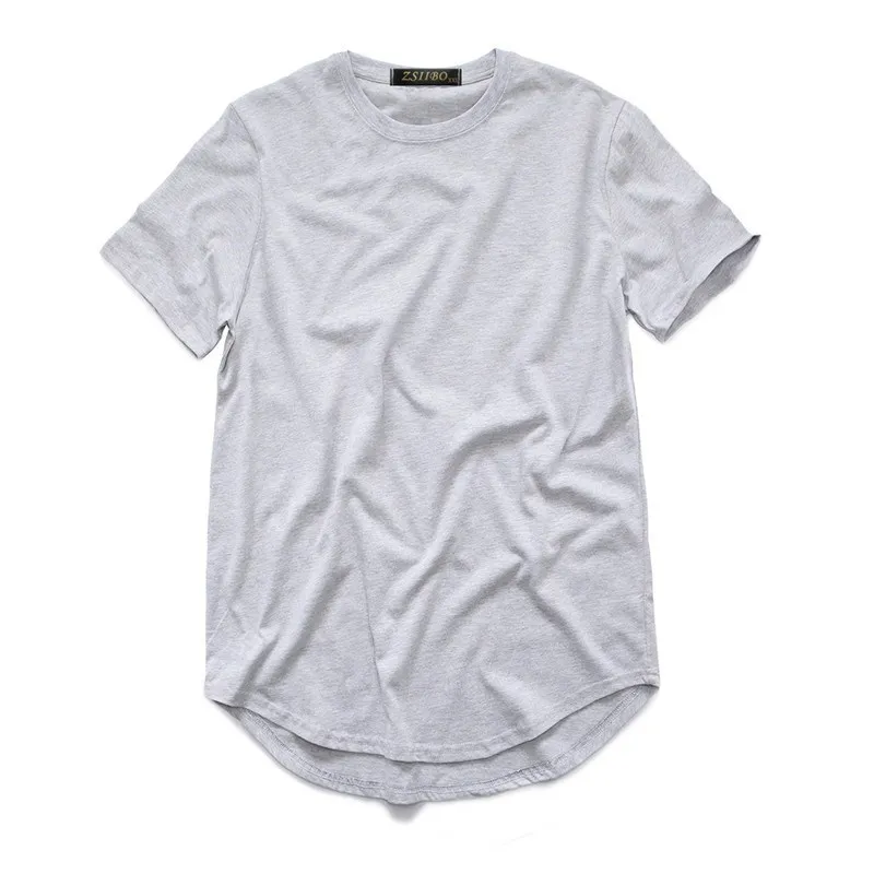 ZSIIBO TX135-C Men's T Shirt Extended Round Sweep T-Shirt Curved Hem Long line Tops Hip Hop Urban Blank Tees Clothes Streetwear 2