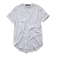 ZSIIBO TX135-C Men's T Shirt Extended Round Sweep T-Shirt Curved Hem Long line Tops Hip Hop Urban Blank Tees Clothes Streetwear 2