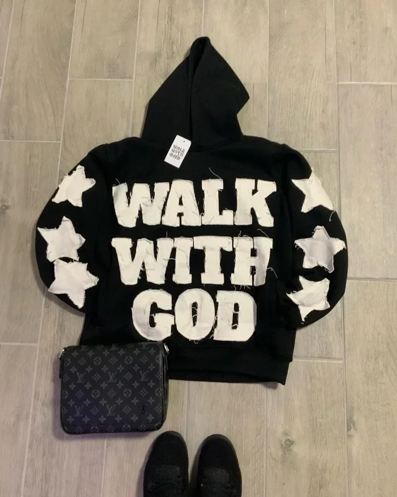 New fashion Y2K star patch embroidery oversized hoodie 2