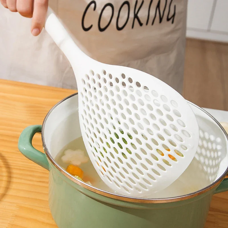 Plastic Slotted Scoop Colander Skimmer Spoon Non Stick Kitchen Food Drain Shovel Strainers Skimmer with Handle for Cooking