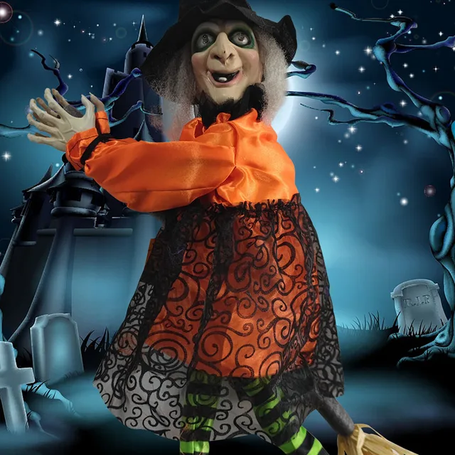 Halloween Hanging Witch Pendant Decor Electric Glowing Toy Tricky Props Home Festival Party Decoration 2