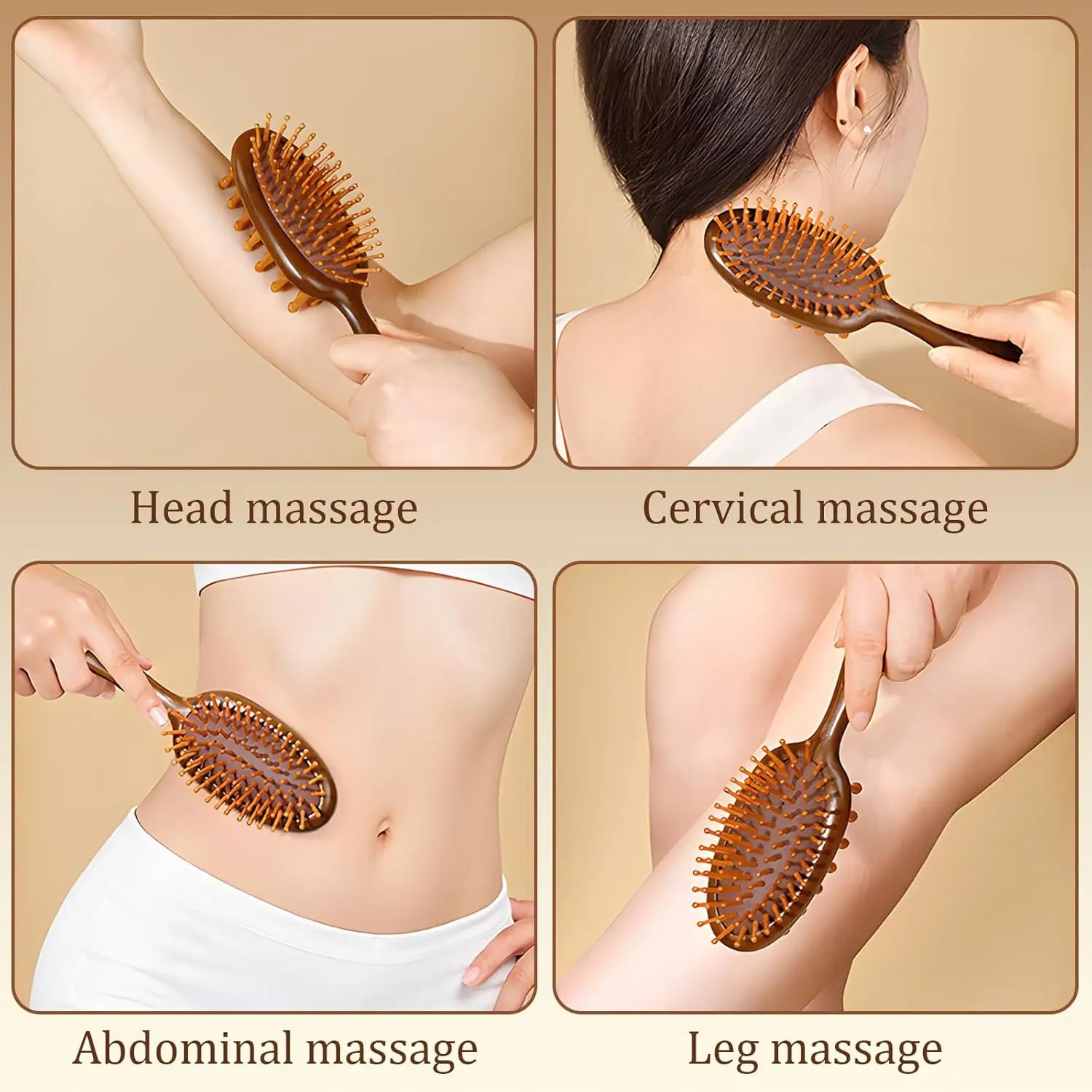 Cushion Massage Combs Double-Sided Sandalwood Cushion Comb Wooden Hair Brush for Hair Styling Anti-Static Scalp Stimulating
