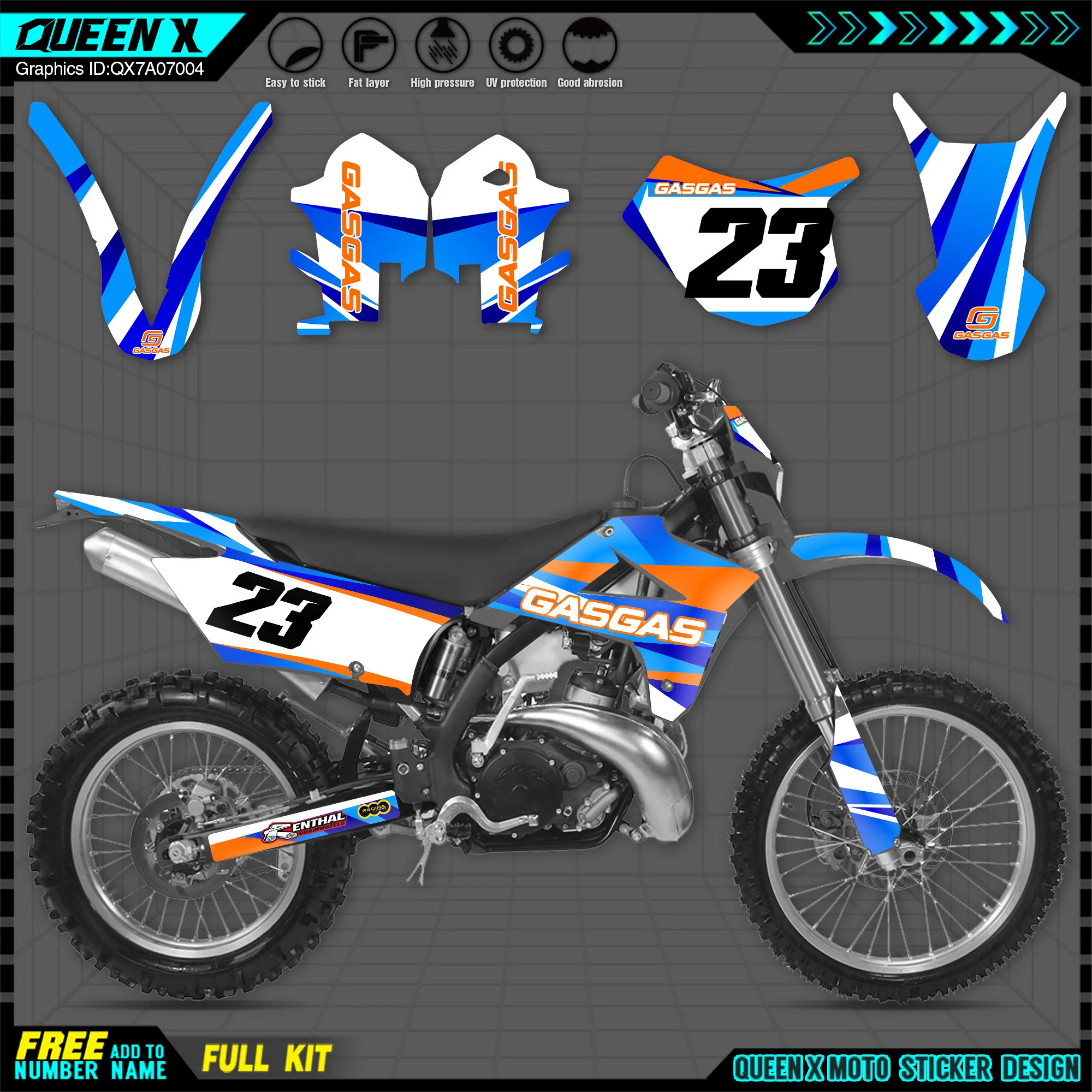 

QUEEN X MOTOR Custom Team Graphics Backgrounds Decals Stickers Kit For GASGAS 2007 2008 2009 EC MC 004