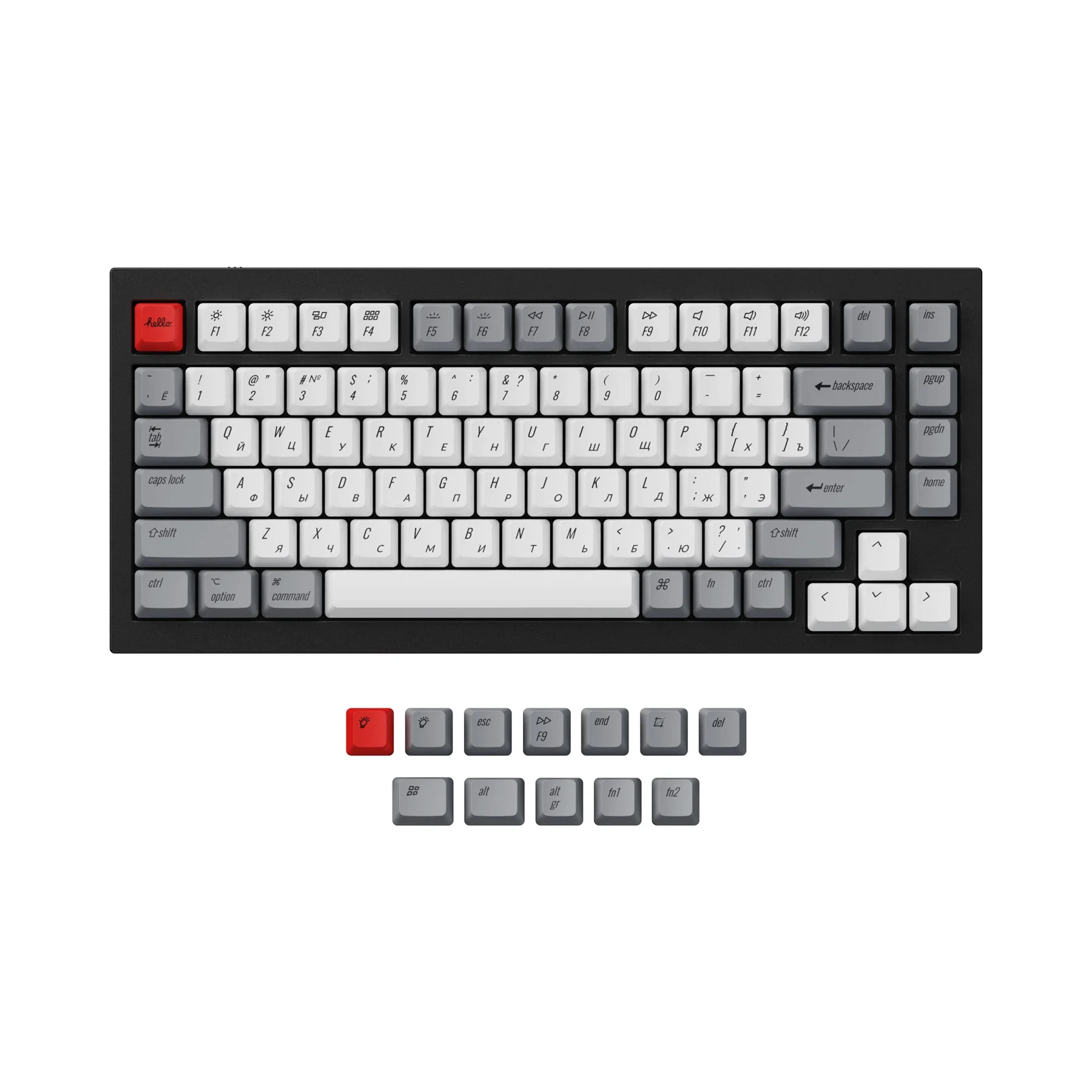 Keychron RussianANSI Layout OEM DyeSub PBT Keycap Set for Q1 & Q2 & K2 Mechanical Keyboard
