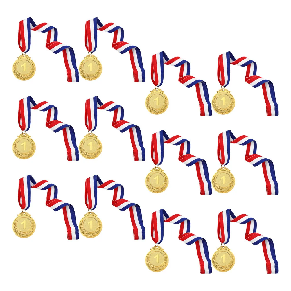 

12Pcs Competition Number Medals Awards Golden Medals Sports Meet Winner Medals