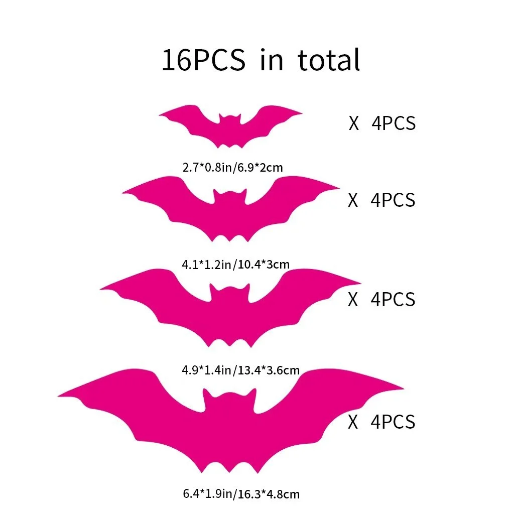 3D Stickers 3D Wall Stickers 48pcs(3packs) Black Rose Red Bat