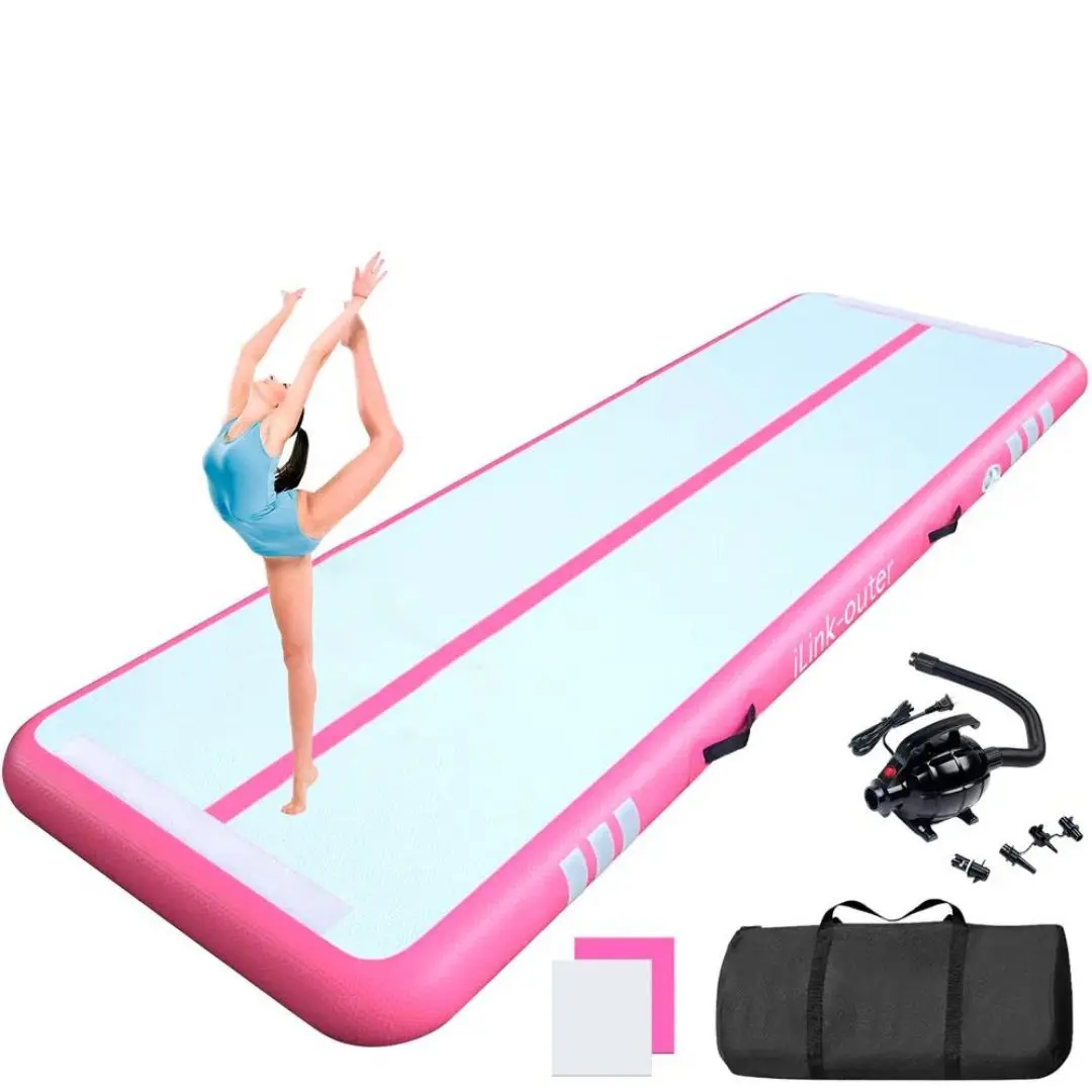 Tumbling Track Mat Thickness Inflatable Gymnastics Mats Air Mat Tumble Track, Air Floor Training Mats with Pump for Kids Gym