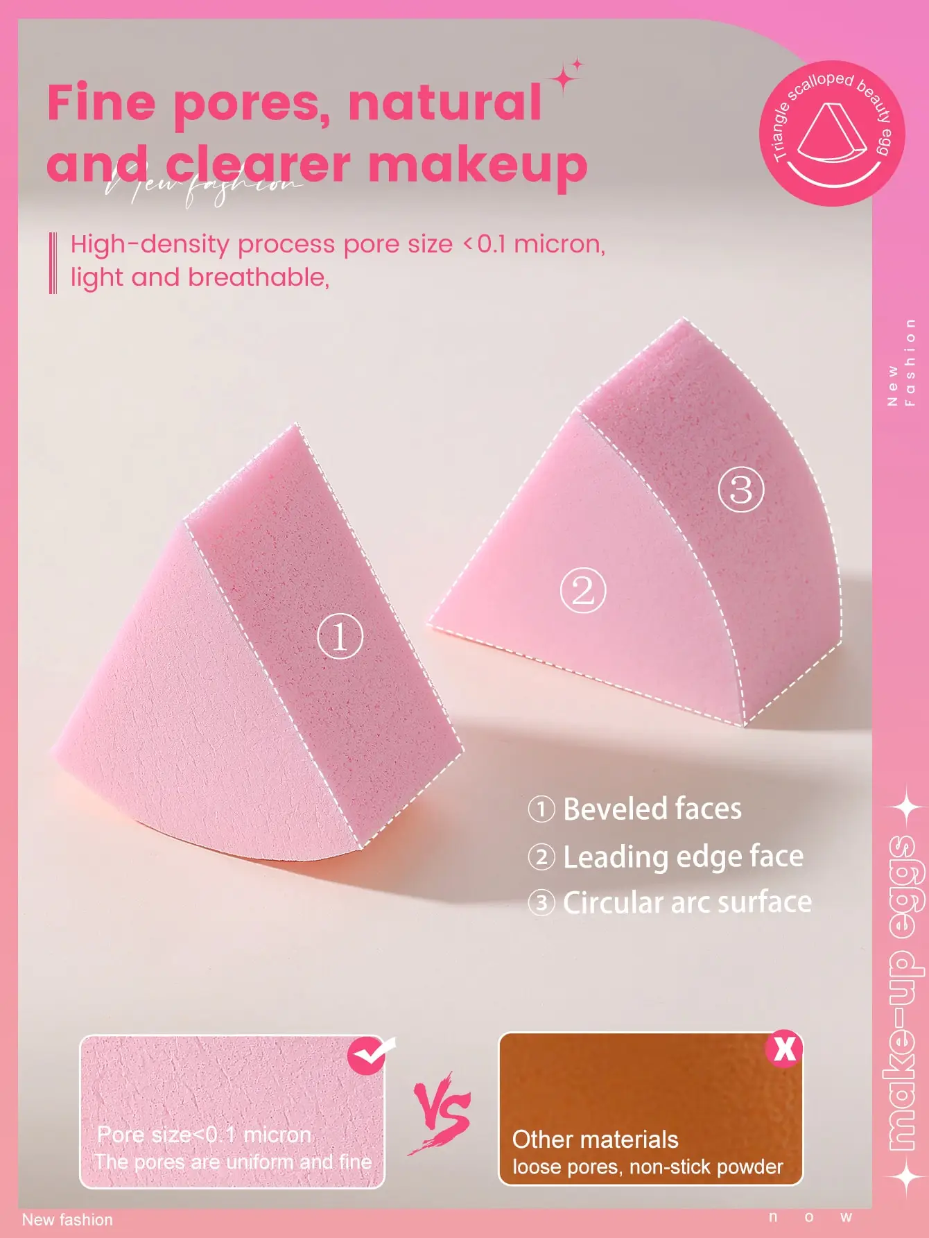 50PCS Fan Shaped Makeup Puff  Makeup Sponge,Suitable for  Powder Concealer, makeup applicator  Powder Puff  Beauty tools 5