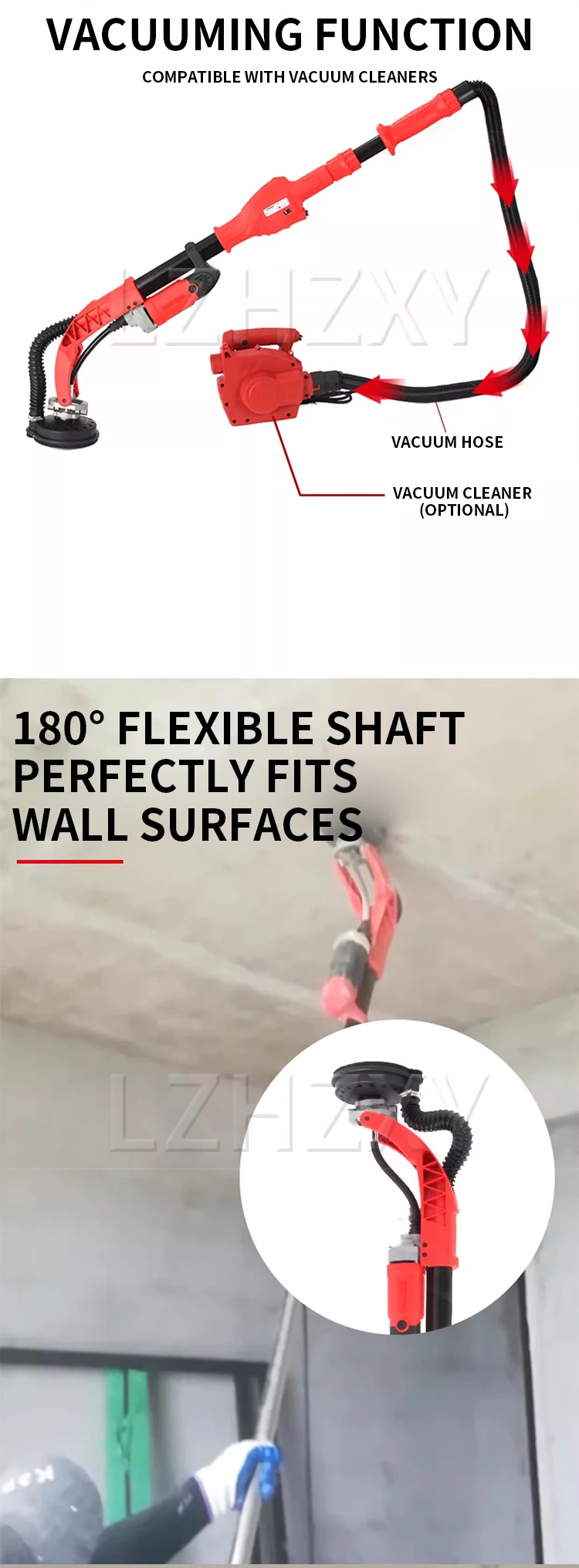 Handheld Wall Sander Ceiling/Wall/Floor Rough Planer 180° Flexible Shaft Concret