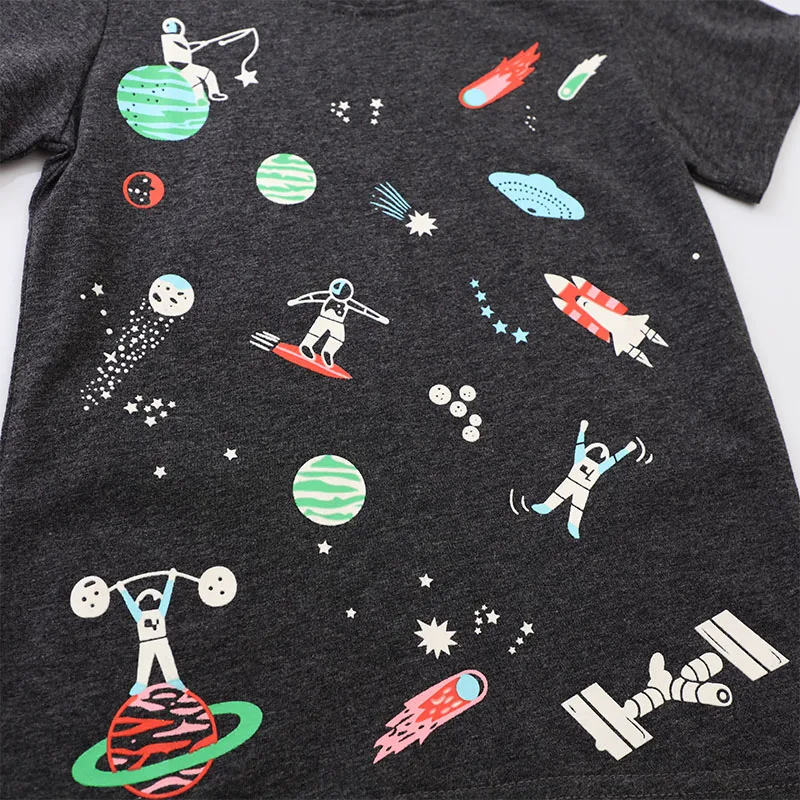 Fashion Summer Blouses Children's Clothing Luminous Universe Space Kids Clothes Baby Boys Short Sleeves T Shirts