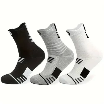 3 Pairs Men's Comfort Fit Cushion Performance Athletic Crew Socks For Outdoor Sports 1