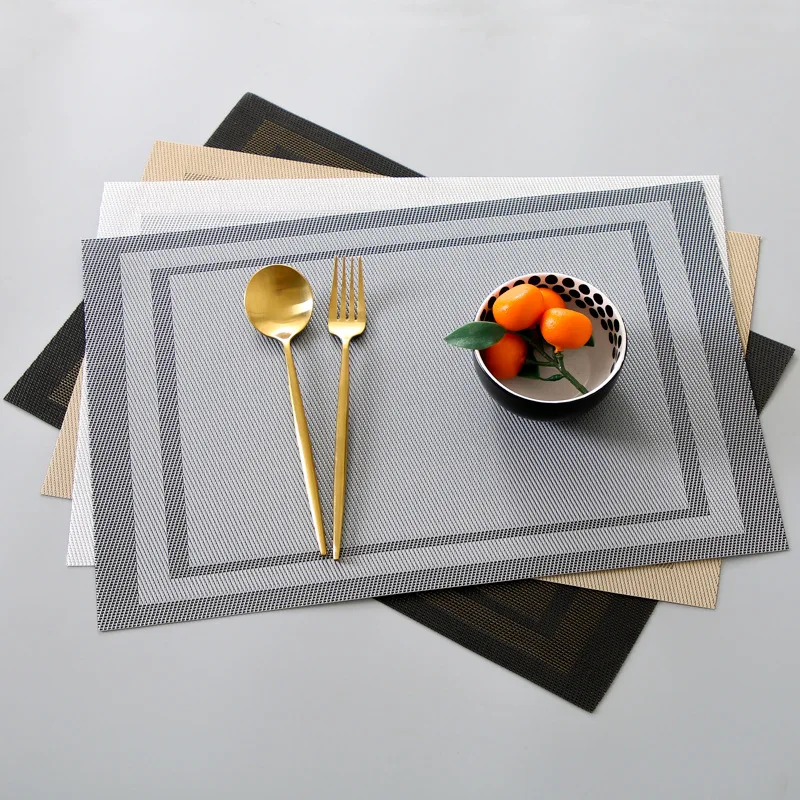 Set of 4/6 Modern Non-Slip Washable PVC Table Mats - Stylish Dining Table Placemats with Coasters