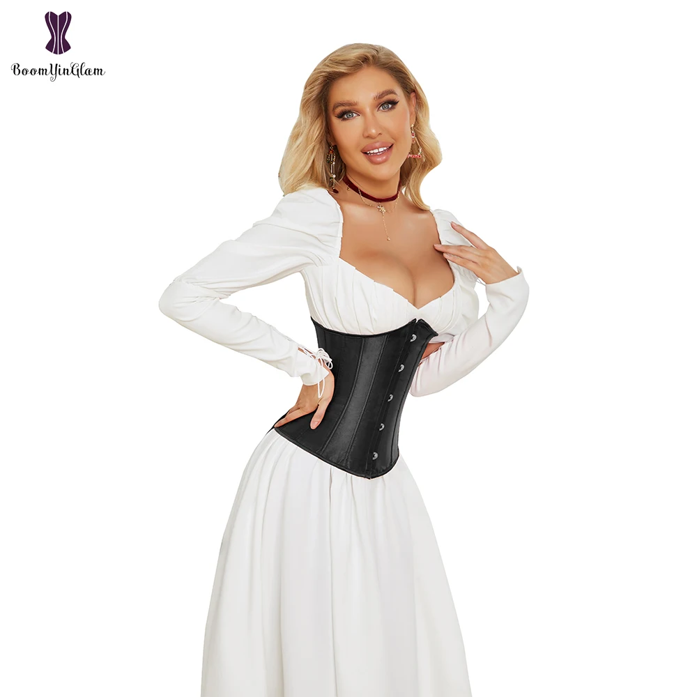 Underbust Corset Satin Black White Blue Red Pink Purple Waist