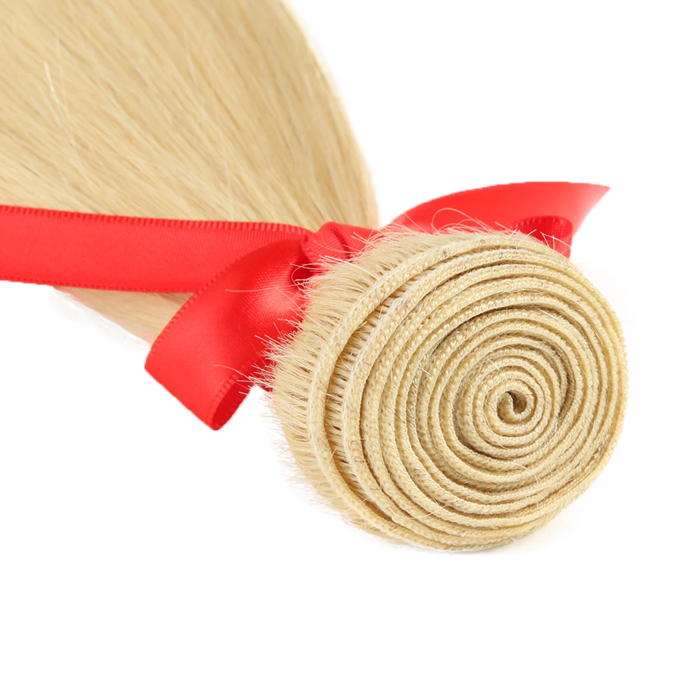Fasci di capelli umani lisci eleganti 613 fasci di tessuto di capelli umani lisci brasiliani biondi fasci singoli estensioni dei capelli di Remy - immagine 4