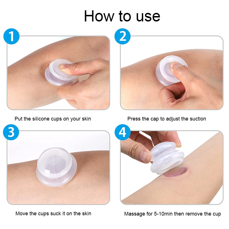 4pcs Silicone Vacuum Cupping Theraphy Set Professional Medical Cupping Massage Anti Cellulite Body Detoxification Weight Loss 5