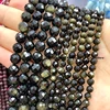 6 8 10MM Natural Stone AAA Golden Obsidian Faceted Round Spacer Beads for Jewelry Making Diy Bracelet Charms Accessories 2