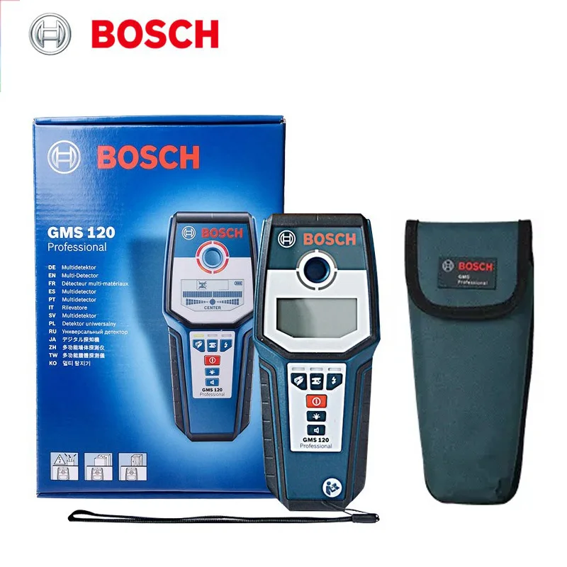 Bosch Gms120 Multi-Scanner Digitale Con Modalità Per Il Rilevamento Di Cablaggi In Metallo In Legno Display Lcd Rilevatore Laser Professionale