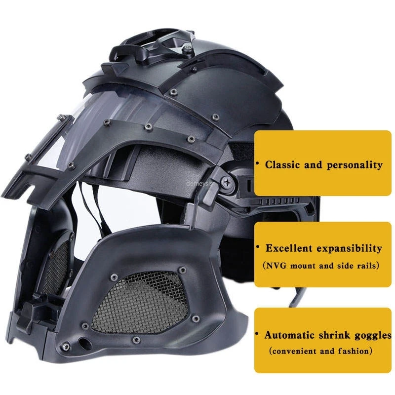 Outdoor Tactical Helmet Medieval Warrior Style Helmet with Breathable Net Airsoft Paintball Protective Helmet for CS Game Face Mask 4 Colors Optional 