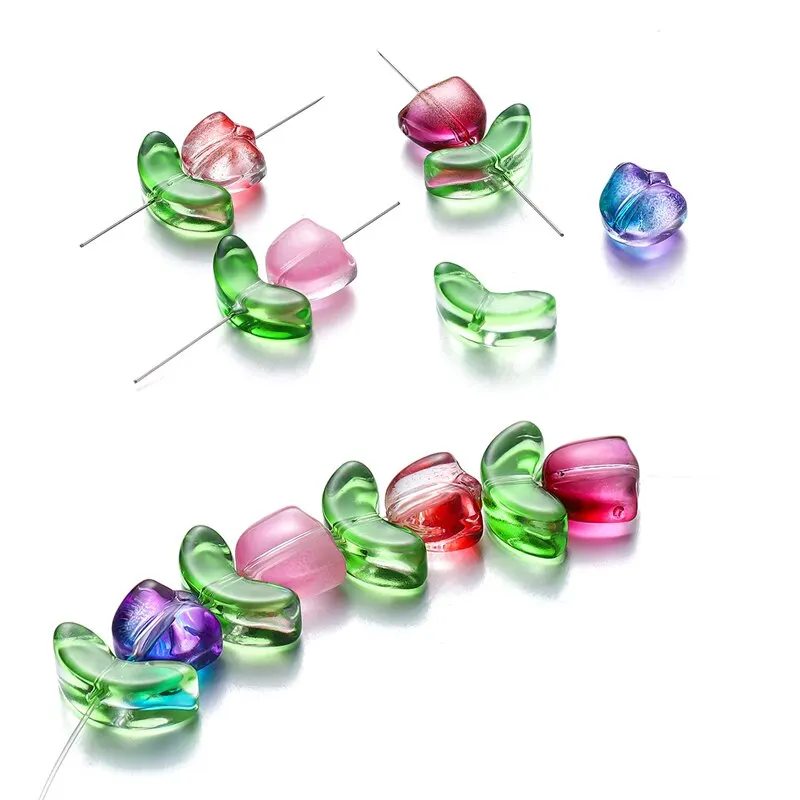 Transparent Small Tulip Glass Flower Beads Necklace Spacer Beads For DIY Jewelry Handmade Crafts Accessories 30pcs/bag