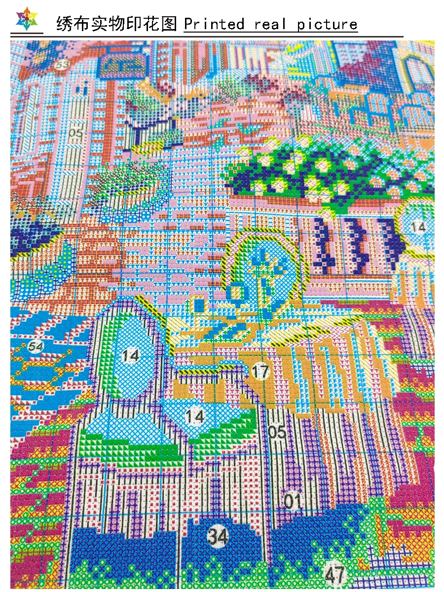 Cross Stitch Kit Flower Street Alley Cross Stitch DIY Embroidery Kits Home Fashionable 11CT Printed Needlework Material Vintage Street Painting
