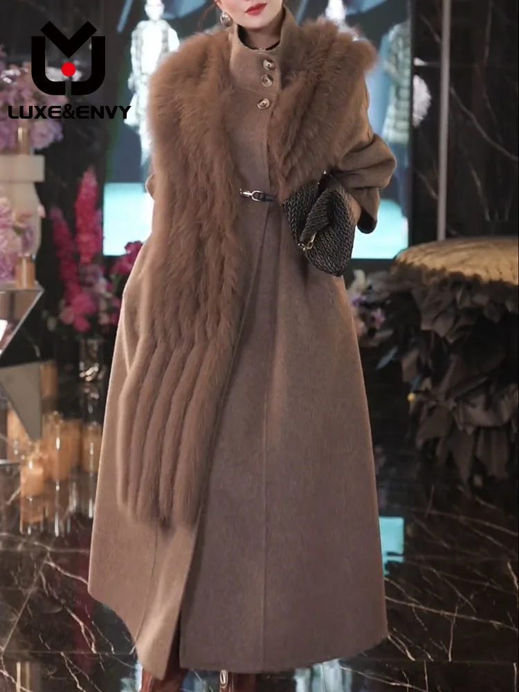 

LUXE&ENVY 2023 New Autumn Winter High-end Light Luxury Double-sided Woolen Coat Fashionable