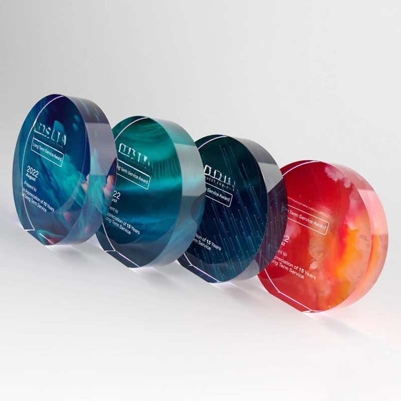 Customized Rotundity Crystal Trophy Color Printing Sports Annual Meeting Award Outstanding Employee Souvenir Home Decoration 1Pc