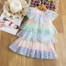 

Baby Girl Summer Princess Dress Mesh Chiffon Cake Layers Tutu Outfit Birthday Party Dresses Children Clothing Casual Wear