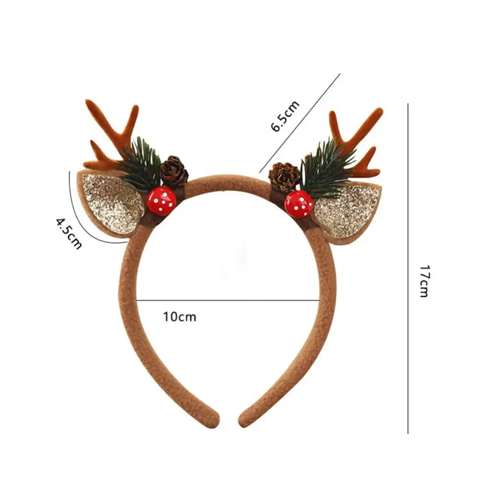 Christmas Headwear Hair Band Elk Bowknot Deer Horn Plush Girl