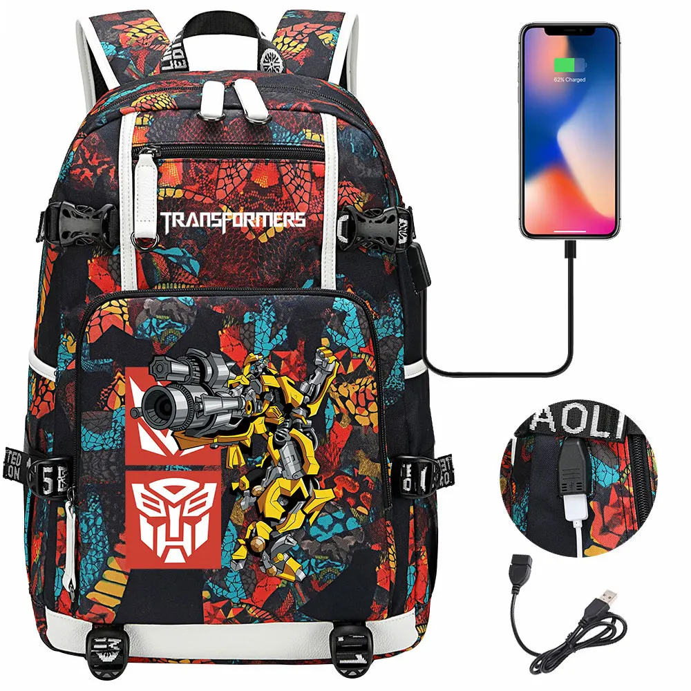 New Transformers Printed USB Teenagers Schoolbags Women - Main Image