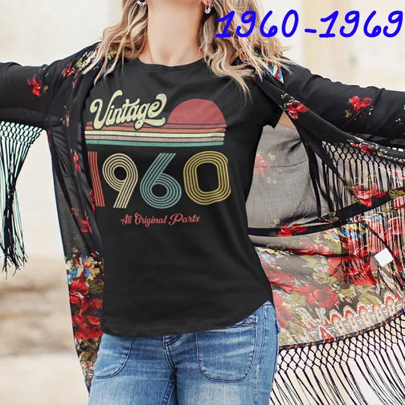 

Vintage 1960 - 1969 T-Shirt Women 59 60 Years Old 61st 60th Birthday Gift Idea Mom Wife Mother Top 1965 Tshirt Tee Shirt